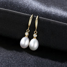 Load image into Gallery viewer, White Pearl Dangle Earrings