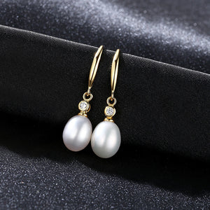 White Pearl Dangle Earrings