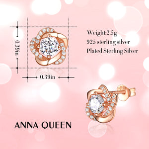 Sterling Silver Rose Gold Stud Earrings for Women