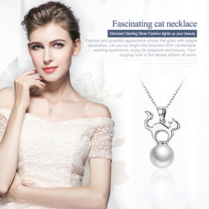 Cat Pearl Pendant Necklaces