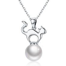 Load image into Gallery viewer, Cat Pearl Pendant Necklaces