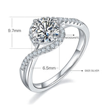 Load image into Gallery viewer, FOREVER QUEEN Angel&#39;s Eye S925 silver plated platinum Mosan Diamond female ring 1 carat D grade