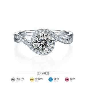 FOREVER QUEEN Angel's Eye S925 silver plated platinum Mosan Diamond female ring 1 carat D grade