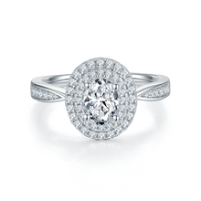 Load image into Gallery viewer, FOREVER QUEEN High inlaid egg S925 silver plated platinum Mosan diamond female ring 1.0 carat D class