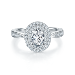 FOREVER QUEEN High inlaid egg S925 silver plated platinum Mosan diamond female ring 1.0 carat D class