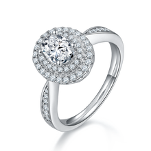 Load image into Gallery viewer, FOREVER QUEEN High inlaid egg S925 silver plated platinum Mosan diamond female ring 1.0 carat D class