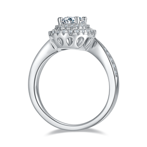 FOREVER QUEEN High inlaid egg S925 silver plated platinum Mosan diamond female ring 1.0 carat D class